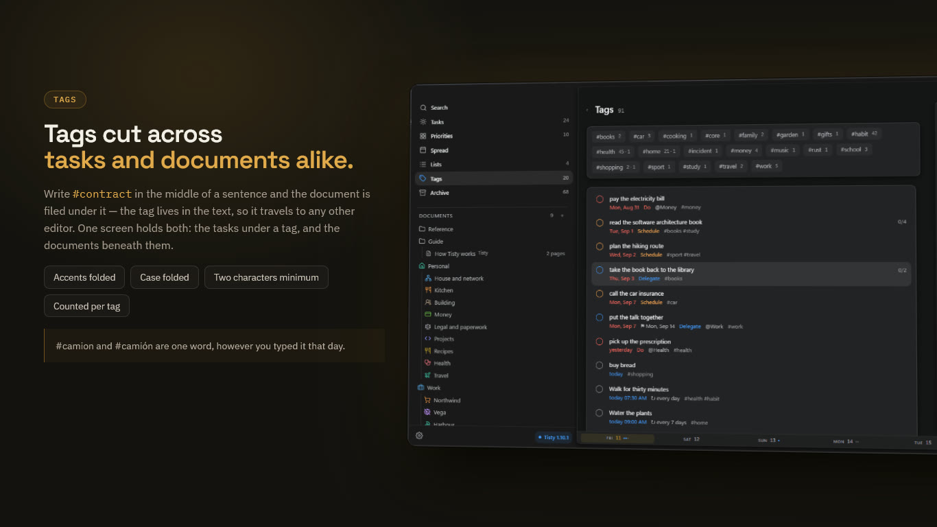 Tags across tasks and documents